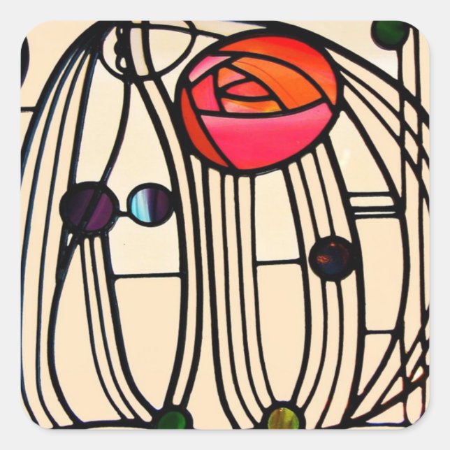 Adesivo Quadrado Charles Rennie Mackintosh StainGlass (Frente)