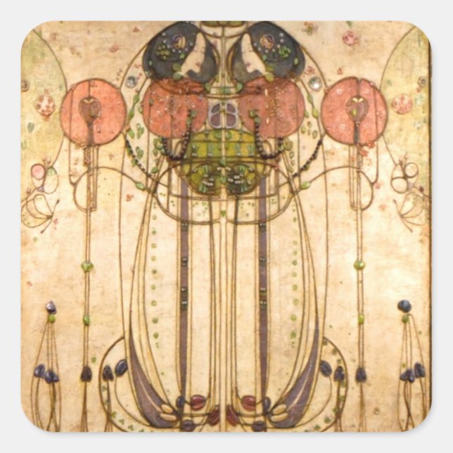 Adesivo Quadrado Charles Rennie Mackintosh The Wassail (Frente)
