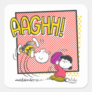 Adesivo Quadrado Charlie Brown e Lucy Football Comic Graphic