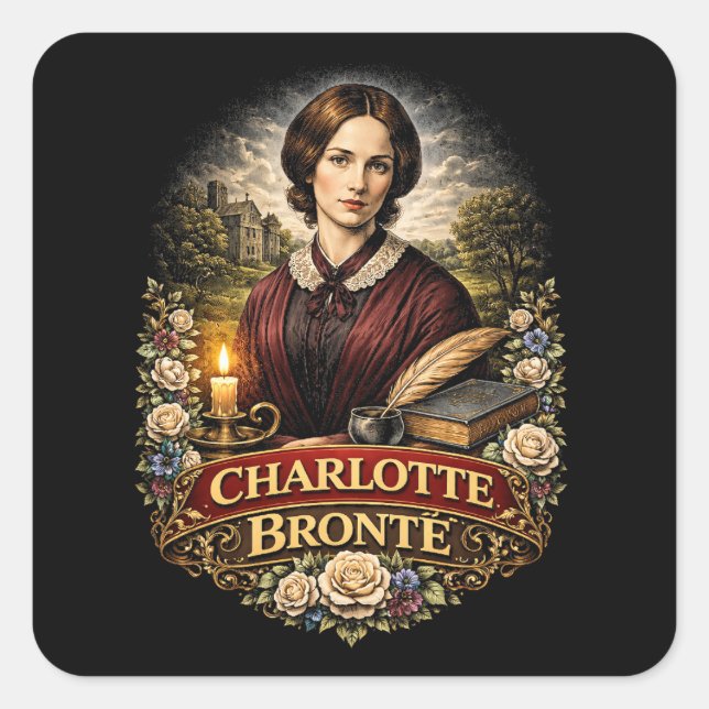 Adesivo Quadrado Charlotte Brontë (Frente)