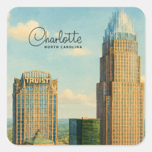 Adesivo Quadrado Charlotte NC Aquarela Horizonte
