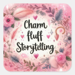 Adesivo Quadrado Charm Fluff Storytell Writers Pink Sparkle