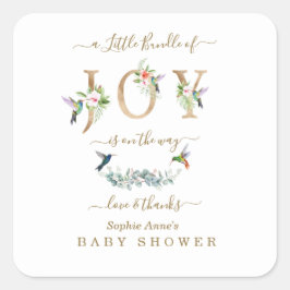 Adesivo Quadrado Charm Little Bundle Of Joy Hummingbird Chá de fral