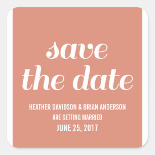 Adesivo Quadrado Charm Save the Date Stickers, Orange