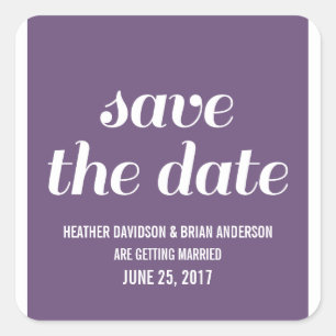 Adesivo Quadrado Charm Save the Date Stickers, Purple