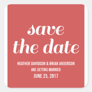 Adesivo Quadrado Charm Save the Date Stickers, Red