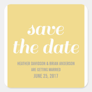 Adesivo Quadrado Charm Save the Date Stickers, Yellow