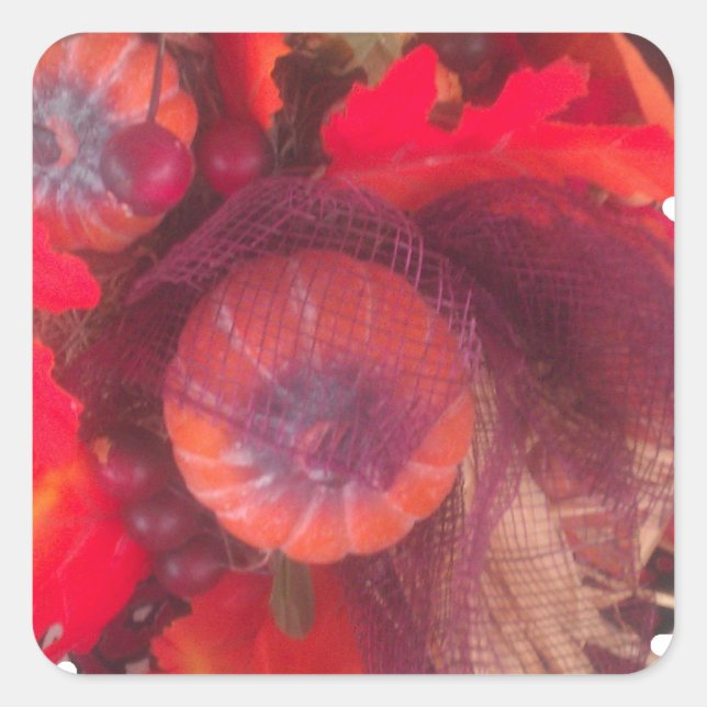 Adesivo Quadrado Charme de outono de Cozy - Decor de queda e presen (Frente)