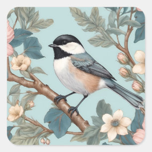 Adesivo Quadrado Charming Chickadee Bird