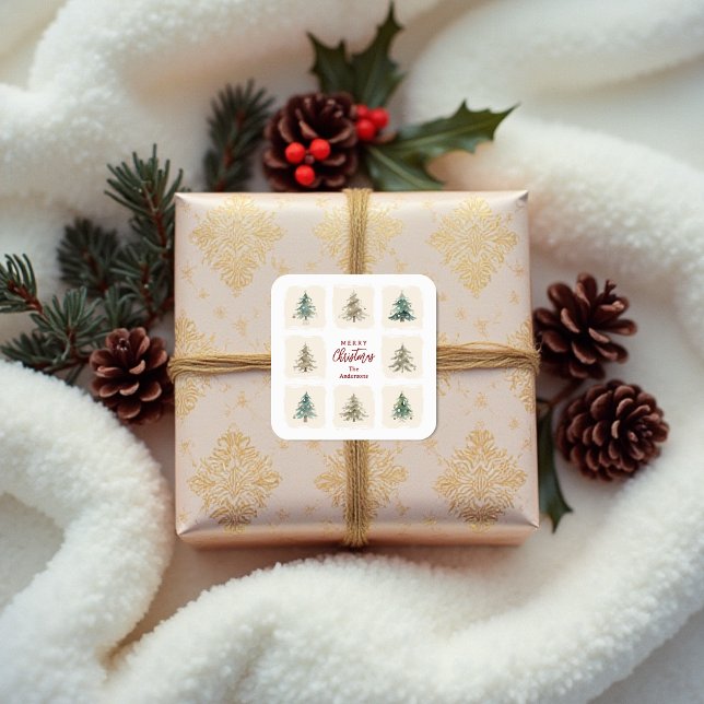 Adesivo Quadrado Charming Scandinavian Nordic Style Christmas Trees (Charming Scandinavian Nordic Style Christmas Trees Stickers.)