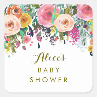 Adesivo Quadrado Chás de fraldas de Jardim Floral pintados