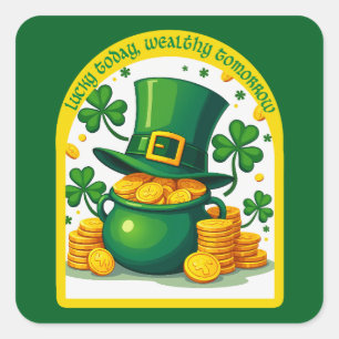 Adesivo Quadrado Chasing Luck Catching Cash - Autocolante