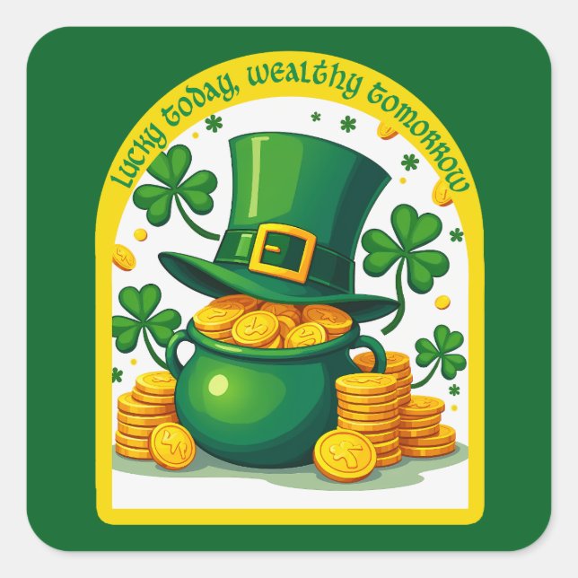 Adesivo Quadrado Chasing Luck Catching Cash - Autocolante (Frente)