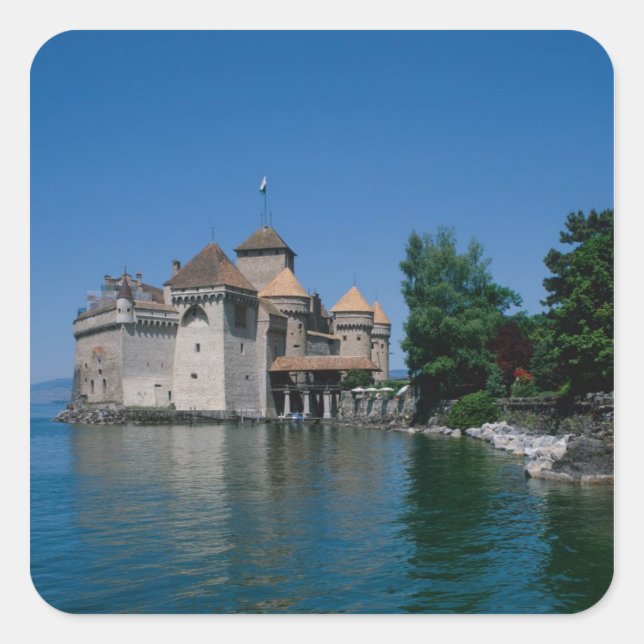 Adesivo Quadrado Chateau Chillon, Lago de Genebra, Cantão de Vaud, (Frente)