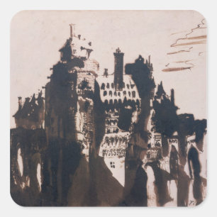 Adesivo Quadrado Chateau fortificado por duas Pontes