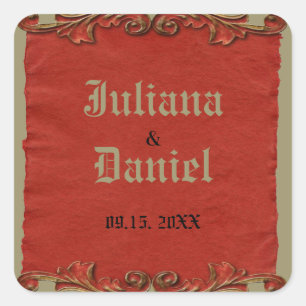 Adesivo Quadrado Chave Antiga Esqueleto Gótico Vermelho Vintage par