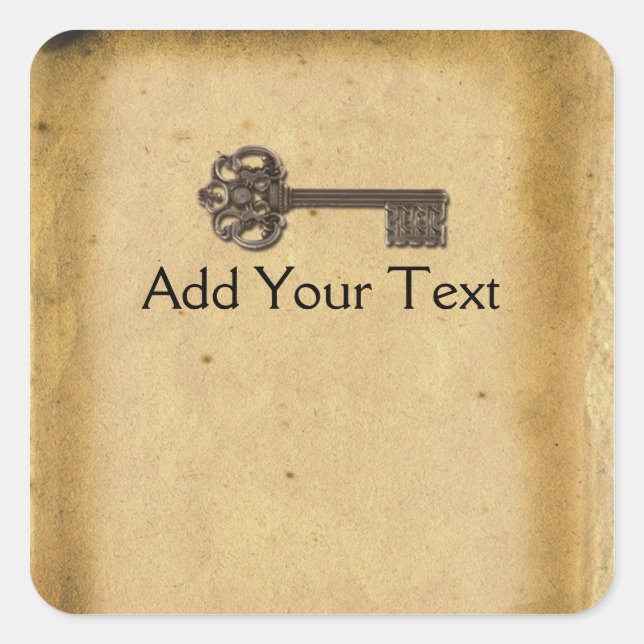 Adesivo Quadrado Chave do Esqueleto Antiquado (Frente)