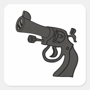 Adesivo Quadrado Chaveiro de Revolver Cartoon