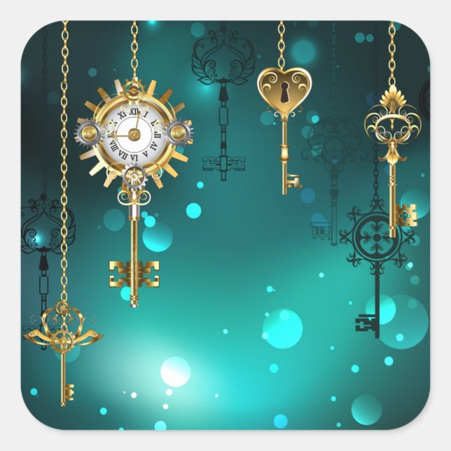 Adesivo Quadrado Chaves de Esqueleto Anticas em Fundo Verde (Frente)