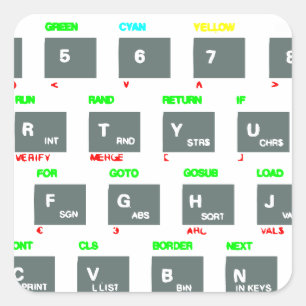 Adesivo Quadrado Chaves de teclado do espectro de Sinclair ZX