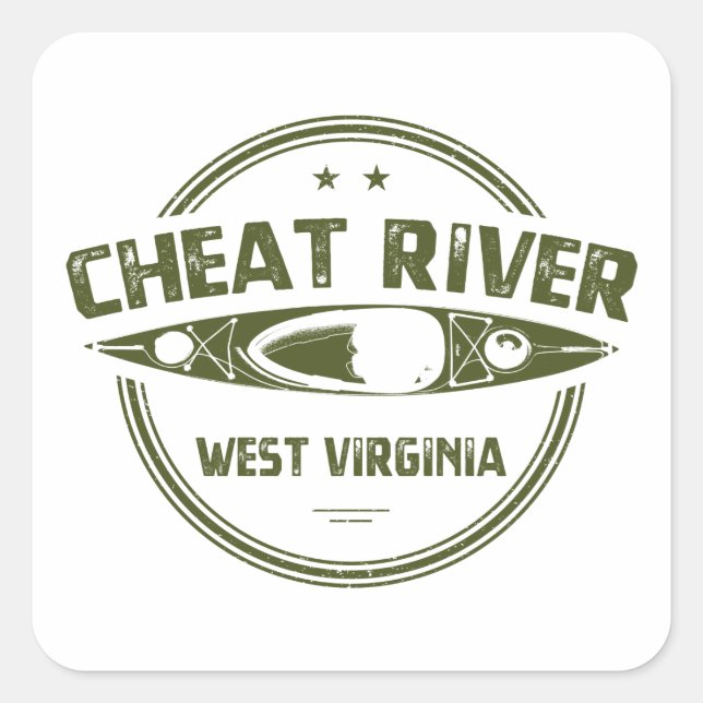 Adesivo Quadrado Cheat River, Virgínia Ocidental (Frente)