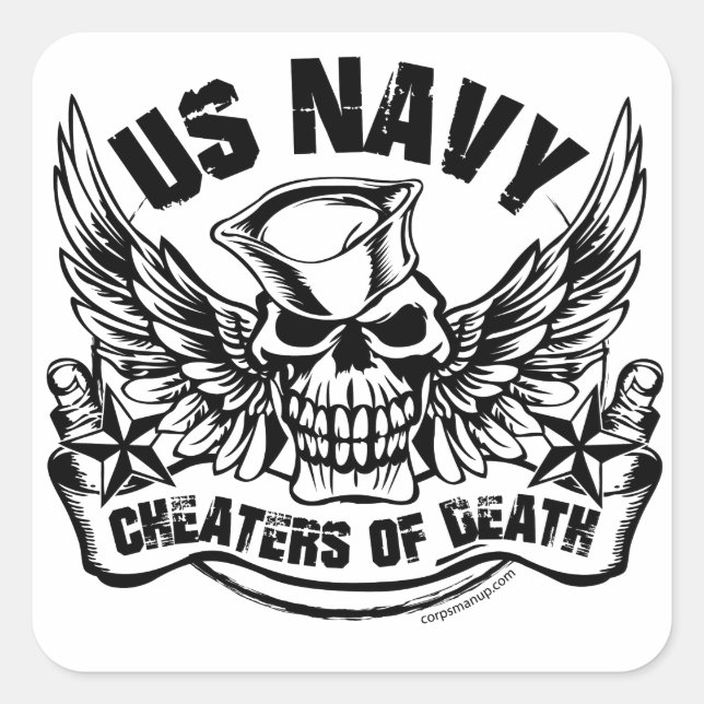 Adesivo Quadrado Cheateres da Morte Corpsmanup.com Sticker (Frente)