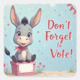 Adesivo Quadrado Cheerful Donkey Vote Reminder