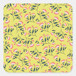 Adesivo Quadrado Cheerful Floral Pattern: Pink Flowers