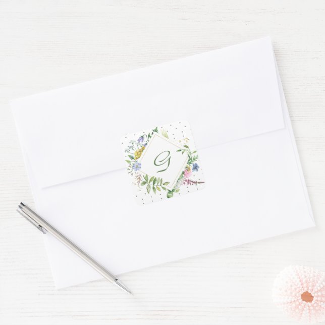 Adesivo Quadrado Cheery Wildflower Diamond Monographic Sticker (Envelope)