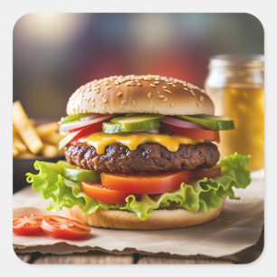 Adesivo Quadrado Cheeseburger