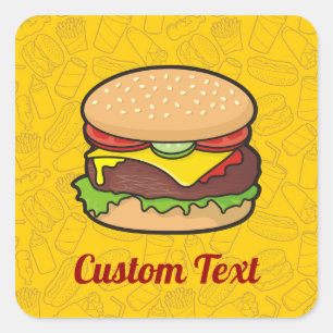 Adesivo Quadrado Cheeseburger Sticker
