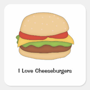 Adesivo Quadrado Cheeseburger Sticker
