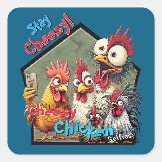 Adesivo Quadrado "Cheesy Chickens Meetup" (Frente)