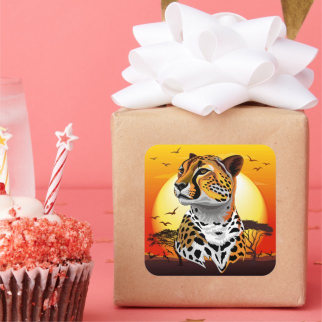 Adesivo Quadrado Cheetah African Feline Wild Animal (Festa)