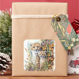 Adesivo Quadrado Cheetah Baby e Mamãe Sticker