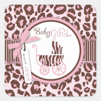 Adesivo Quadrado Cheetah Girl Square Sticker Rosa