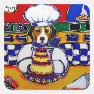 Adesivo Quadrado Chef Beagle