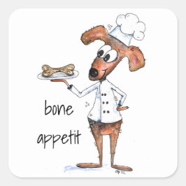 Adesivo Quadrado Chef de Cachorro Branco