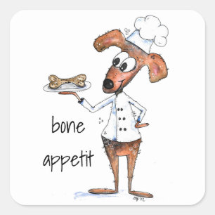 Adesivo Quadrado Chef de Cachorro Branco