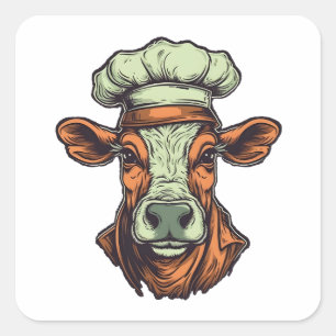 Adesivo Quadrado Chef de cozinha Legal Fazenda de gado