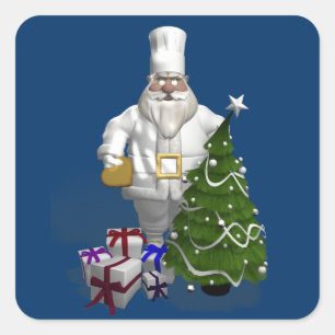 Adesivo Quadrado Chef de Papai Noel