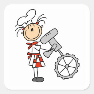 Adesivo Quadrado Chef Feminina Usando Batedeira