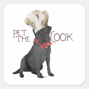 Adesivo Quadrado Chef Labrador Retriever Preto
