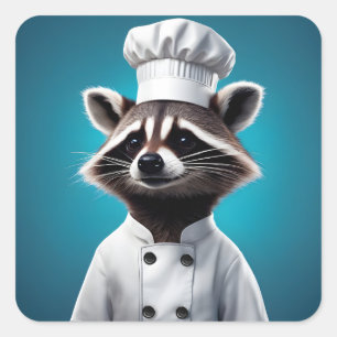 Adesivo Quadrado Chef Raccoon