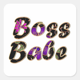 Adesivo Quadrado Chefe Babe em Black Floral