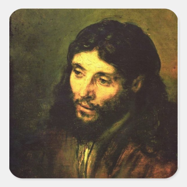 Adesivo Quadrado Chefe de Jesus por Rembrandt (Frente)