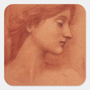 Adesivo Quadrado Chefe de Mulher, Edward Burne-Jones Fine Retrato