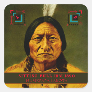 Adesivo Quadrado Chefe Sitting Bull Tribal Native American Lakota