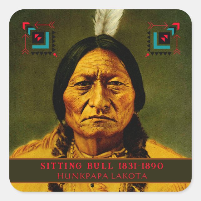 Adesivo Quadrado Chefe Sitting Bull Tribal Native American Lakota (Frente)