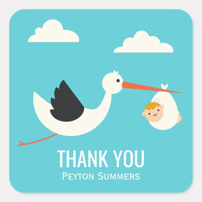 Adesivo Quadrado Chegada de Stork (Frente)